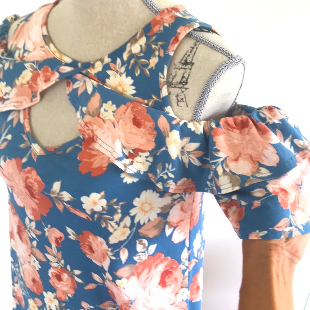 Pretty Floral Off Shoulder Ruffle Dress